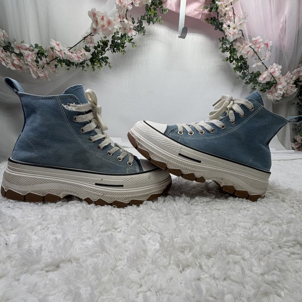Loee Reach High Top‎ Size 8.5 Royal Blue/White Thick Bottom Canvas Shoes Women's